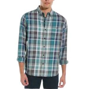 WEATHERPROOF Vintage Long Sleeve Button Down Plaid Flannel Men's Shirt Size L